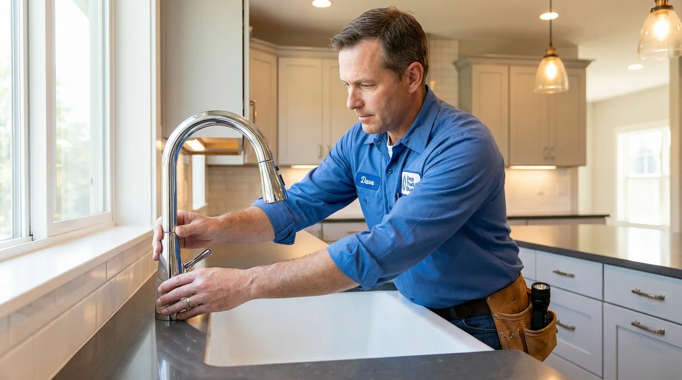 Kitchen faucet installation by Johns Plumbing LLC in Eddington