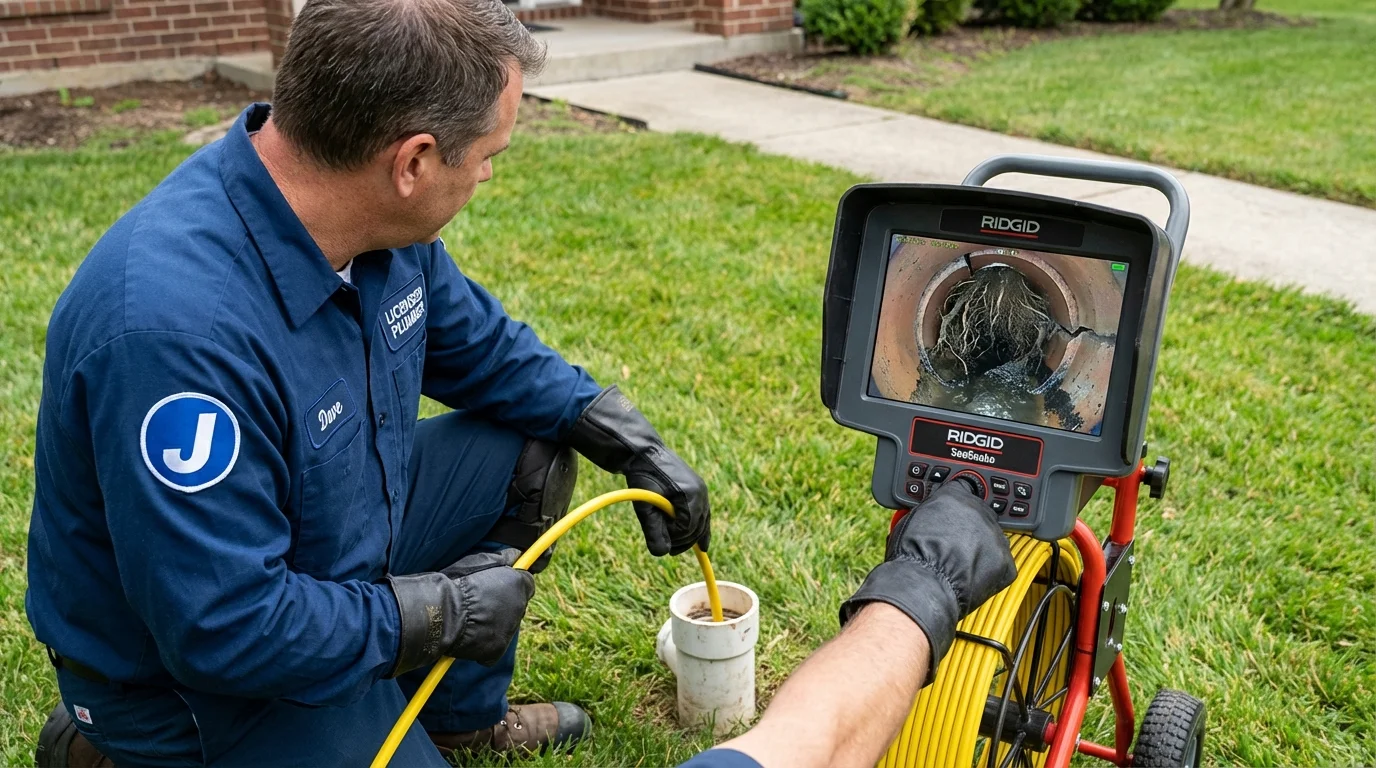 Sewer camera inspection being performed by Johns Plumbing LLC in Eddington